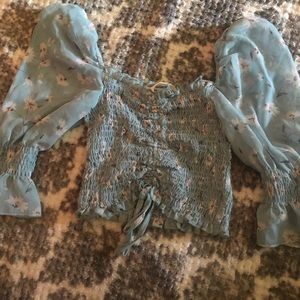 Blue floral crop top
